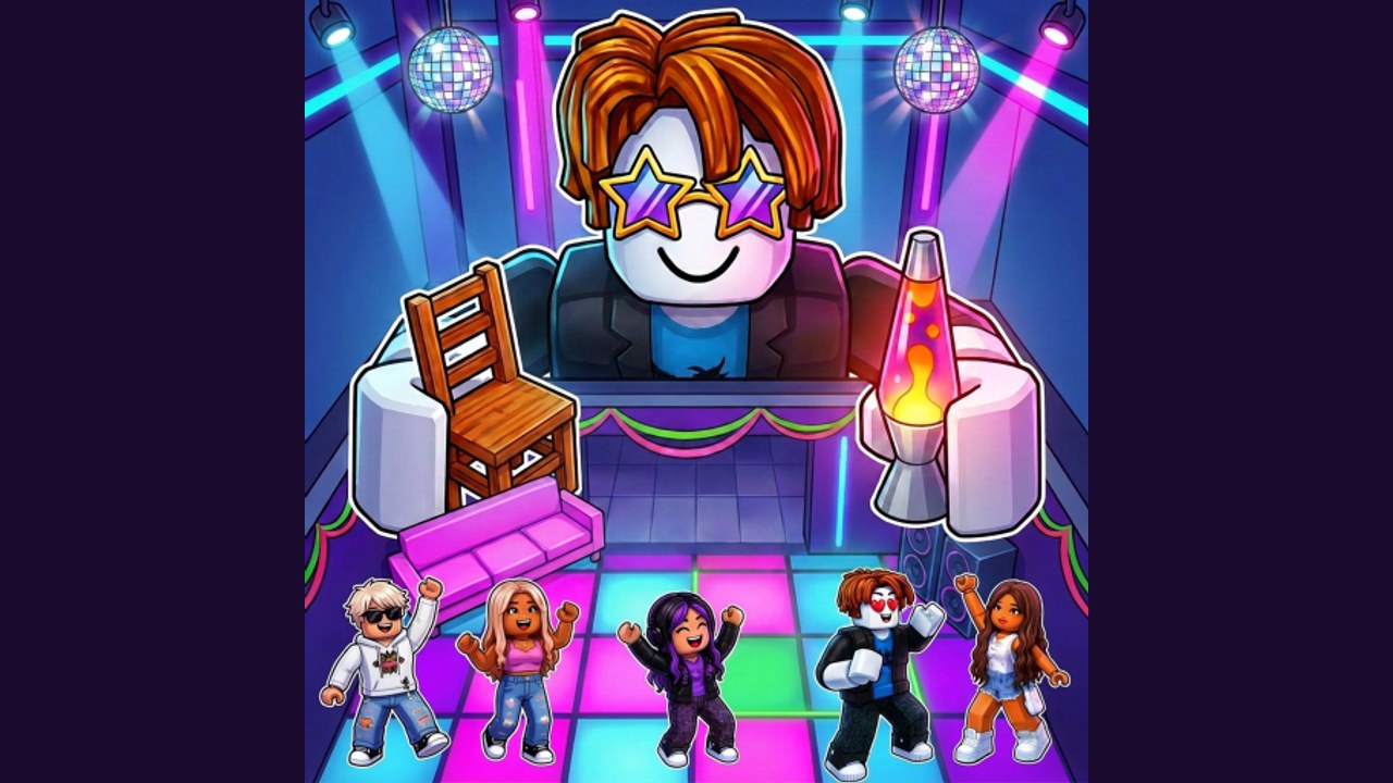 Make a Party game icon and colorful party atmosphere on a dark stage